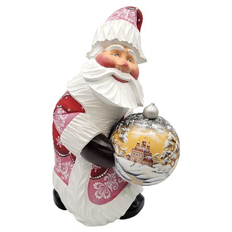 G. DeBrekht Russian Hand-Painted Carved Wood Santa
