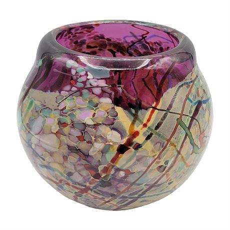 John Gerletti Art Glass Rose Bowl Vase
