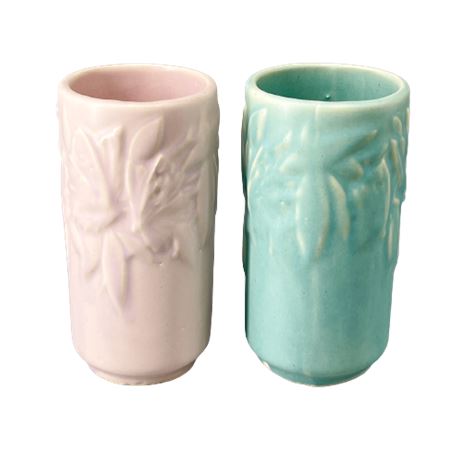 McCoy Pottery Pink & Green Butterfly Vases