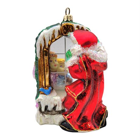 "Santa's Visit" Polonaise Collection by Komozja Blown Glass Ornament