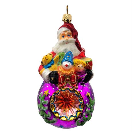 "Santa With Sack of Toys" Polonaise Collection by Komozja Blown Glass Ornament