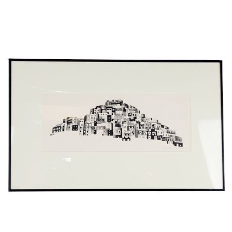 Framed Louis Lozowick "Positano, Italy" Lithograph on Paper Pencil Signed Print