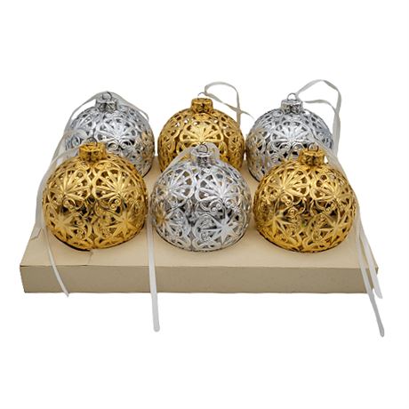 Vintage West Germany Pierced Metal Filigree Ornaments