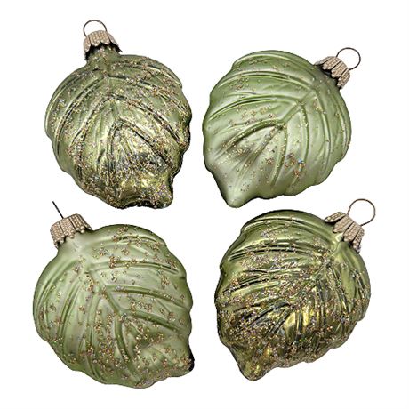 Kc Germany Leaves Hand Painted Blown Glass Ornaments