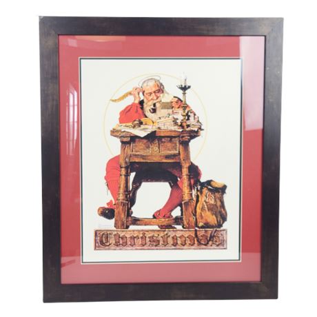 Framed Norman Rockwell "Santa Reading Mail" Print