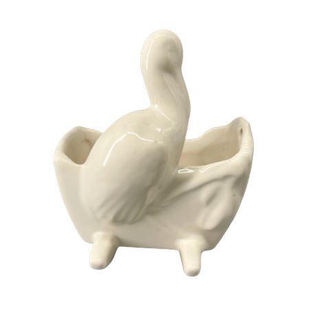 Haeger Pottery Stork with Rocking Crib Planter