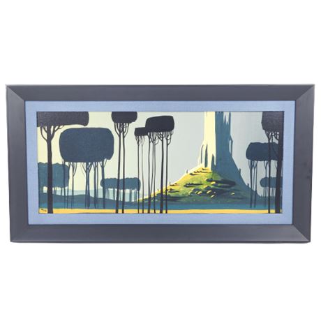 Framed Disney Eyvind Earle "Castle on the Hill" Canvas Giclee Print