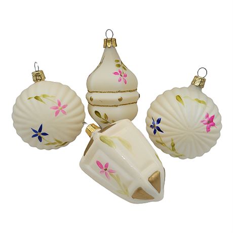 Vintage Czech Hand Painted Blown Glass Ornaments