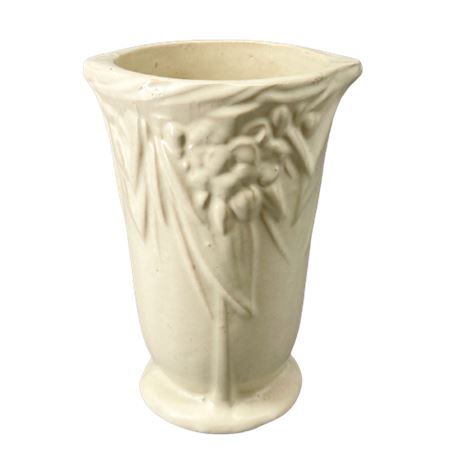 McCoy Pottery White Berries and Leaves Vase
