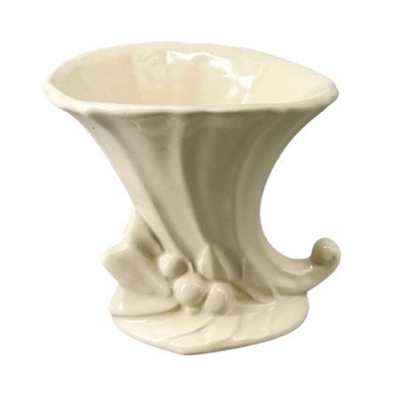 McCoy Pottery Leaves and Berries Cornucopia Vase