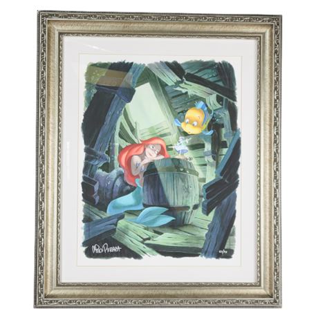 Framed Mike Peraza "First in the Collection" Ariel & Flounder Giclee Print