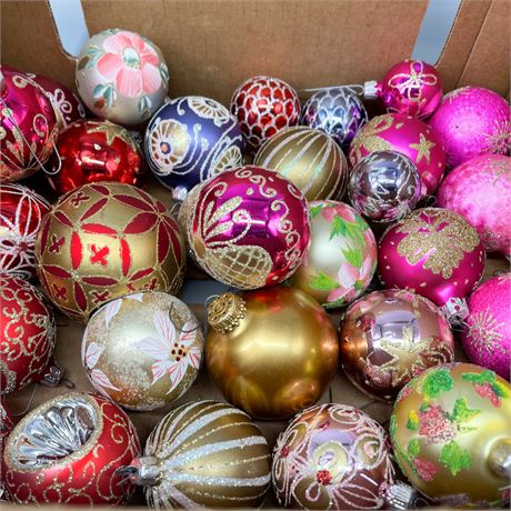 Hand Painted Blown Glass Ornament Lot