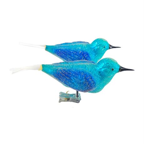 Christopher Radko Clip-on Blue Frosted Bird Ornaments