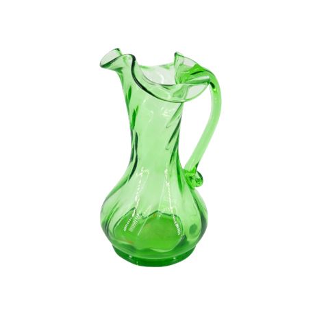 Fenton Style Swirl Pattern Green Glass Pitcher