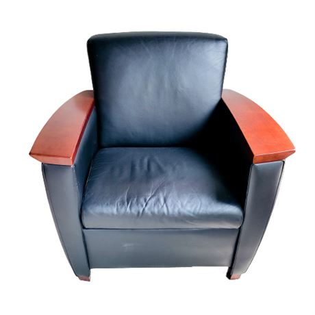 JOFCO Inc. Black Leather Arm Chair 2 of 2