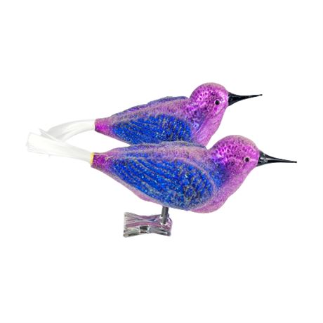 Christopher Radko Clip-on Purple Frosted Bird Ornaments