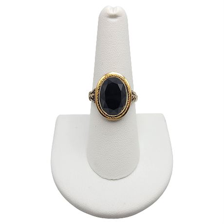 Vintage Danecraft Sterling Onyx Adjustable Ring