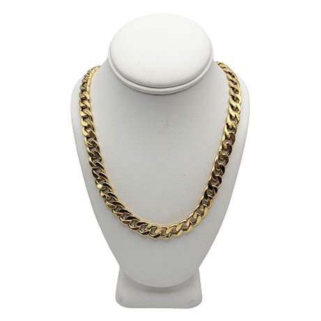 Arezzo Italy 10K Gold Wide Curb Chain Necklace