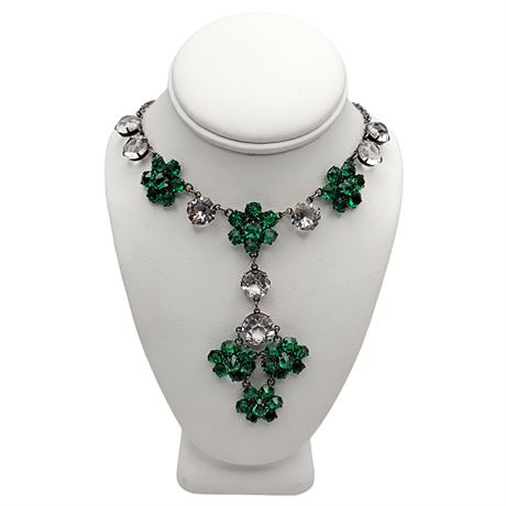 Vintage Sterling Silver Crystal Rhinestone Necklace