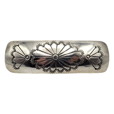 Signed Sterling Silver Native/Southwestern Style Barrette