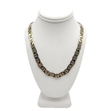 14K Gold Wide Mariners Chain Necklace