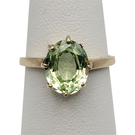 Signed 10K Gold Peridot Ring
