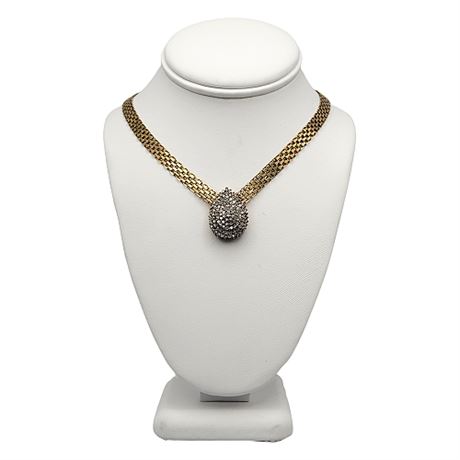 14K Gold Over Sterling 1/2 Carat Total Wight Diamond Cluster Teardrop Necklace