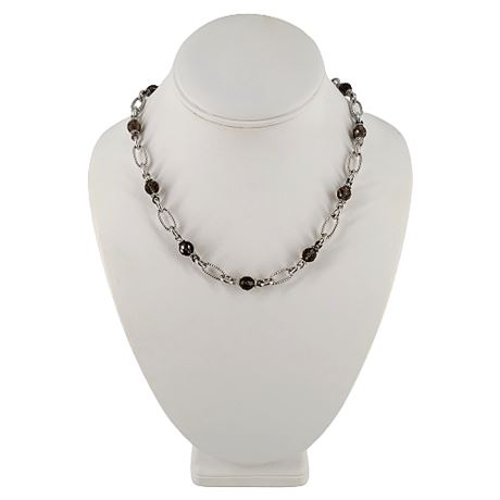 Judith Ripka Sterling Silver Smoky Quartz Satellite Chain Necklace