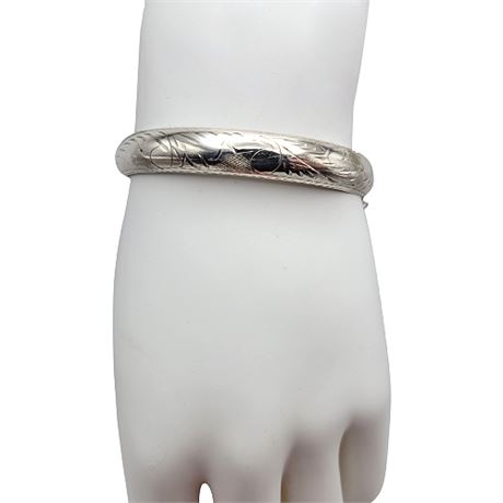 Vintage FAS Sterling Silver Hinged Clamper Bangle Bracelet