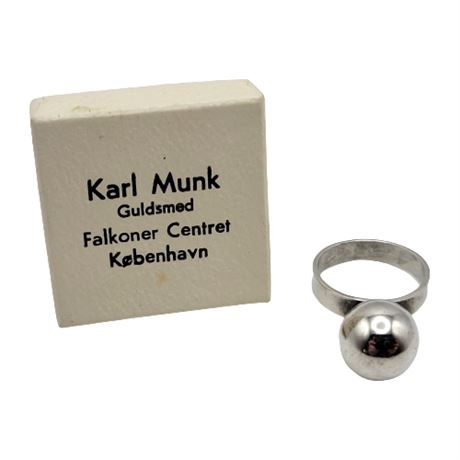 Vintage Karl Munk Danish Modern Sterling Silver Ball Ring