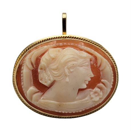 Italian 14K Gold Cameo Brooch/Pendant