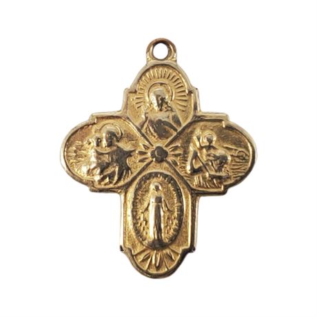Vintage 12K Gold Filled Catholic Four-Way Cross Pendant