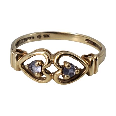 10K Gold & Lepidolite Gemstones Heart Ring