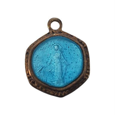 Tiny Sterling Silver Blue Miraculous Medal