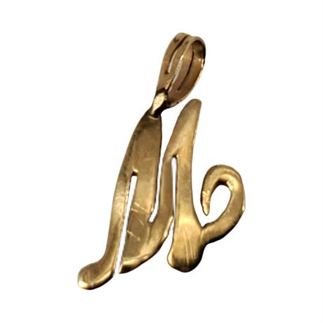 14K Yellow Gold "M" Initial Pendant