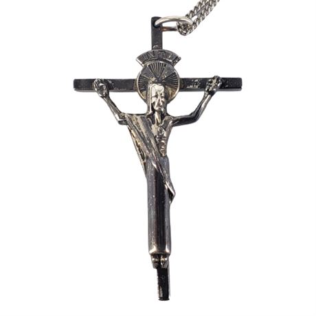 Vintage Creed Sterling Silver Modernist Crucifix Necklace 1 of 2