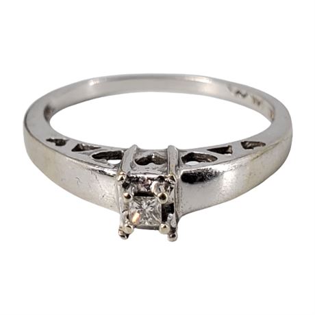 14K White Gold Diamond Promise Ring