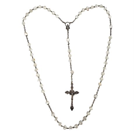 Vintage Faceted Clear Crystal Bead Rosary
