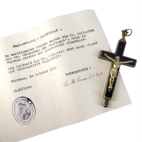Vintage Authentic Reliquary Pectoral Cross w/ COA