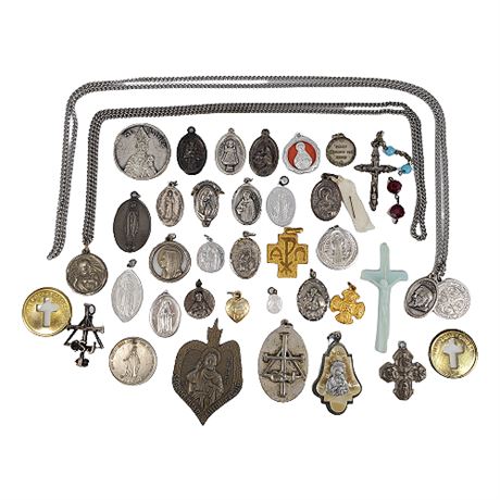 Large Collection of Vintage Religious Medals