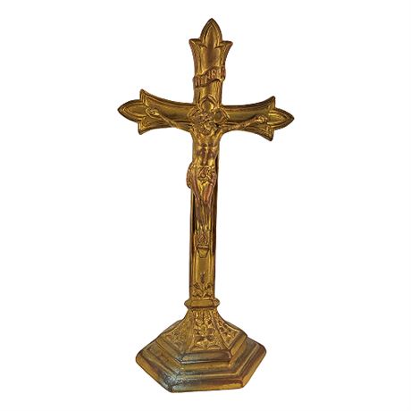 Vintage Metal Tabletop Crucifix
