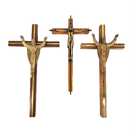 Vintage  Wood & Metal Crucifix Collection