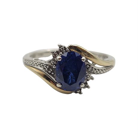 Sterling Silver & 10K Gold Sapphire Ring