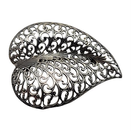 Sterling by Jewelart Filigree Leaf Brooch
