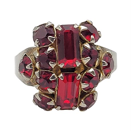 Vintage Adjustable Sterling Shank NRL Rhinestone Cocktail Ring