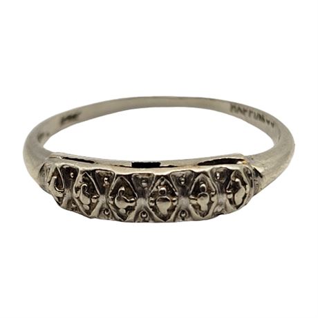 Meister Happiness 14K White Gold Ornate Wedding Band