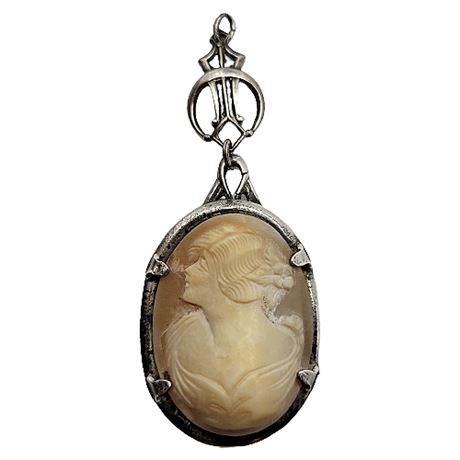 Antique Ostby & Barton Sterling Silver Cameo Pendant