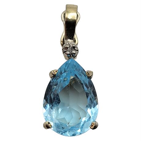 Sterling Silver Blue Topaz Enhancer Pendant
