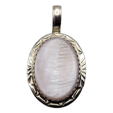 Signed Navajo Sterling Silver Pink Shell Pendant
