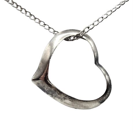 Sterling Silver Open Heart Pendant Necklace